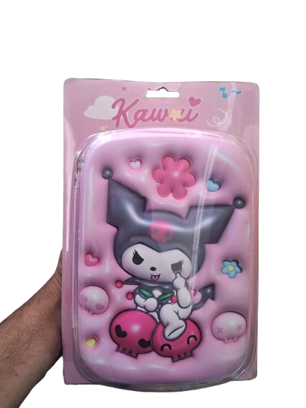 Cute 3D Embossed Kuromi Hard Shell Pencil Case & Organizer