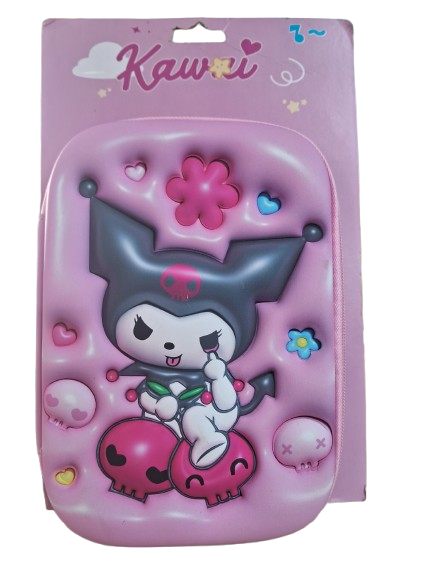 Cute 3D Embossed Kuromi Hard Shell Pencil Case & Organizer