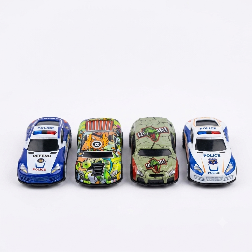 Yes! Metal Racing Cars Set (Pack of 4) – Pull Back Action Vehicles
