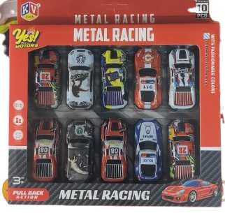 10-in-1 Metal Racing Die-Cast Pull-Back Toy Car Set